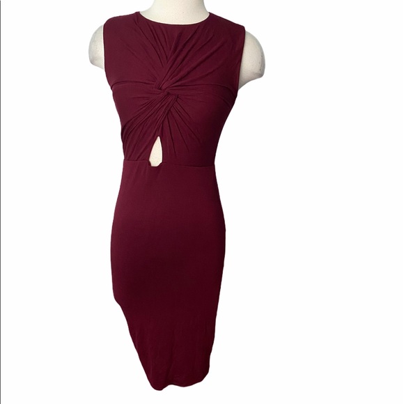 Bailey 44 wine knot body con keyhole dress - Picture 3 of 6